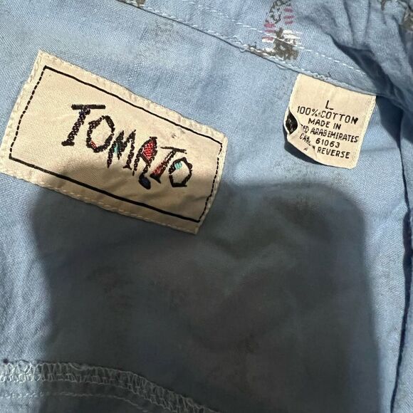 VINTAGE MENS TOMATO BUTTON UP SHIRT LARGE - Picture 3 of 3